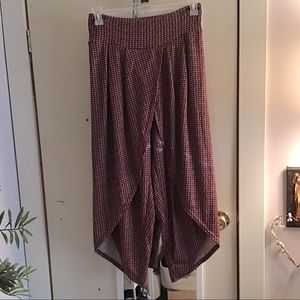 Reddish brown and beige checked Harem type pants